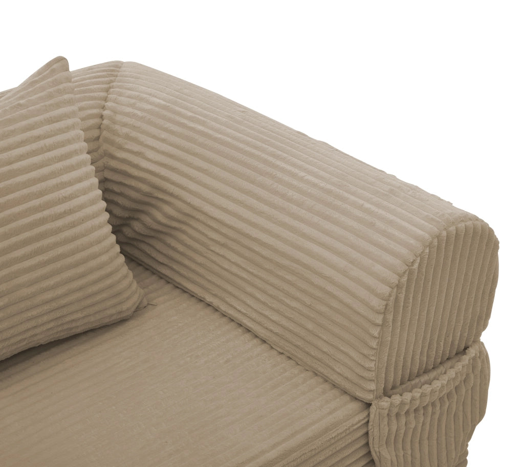 DIVANO LETTO 2 in 1 33x33x95 cm Marrone in velluto a coste con cuscino