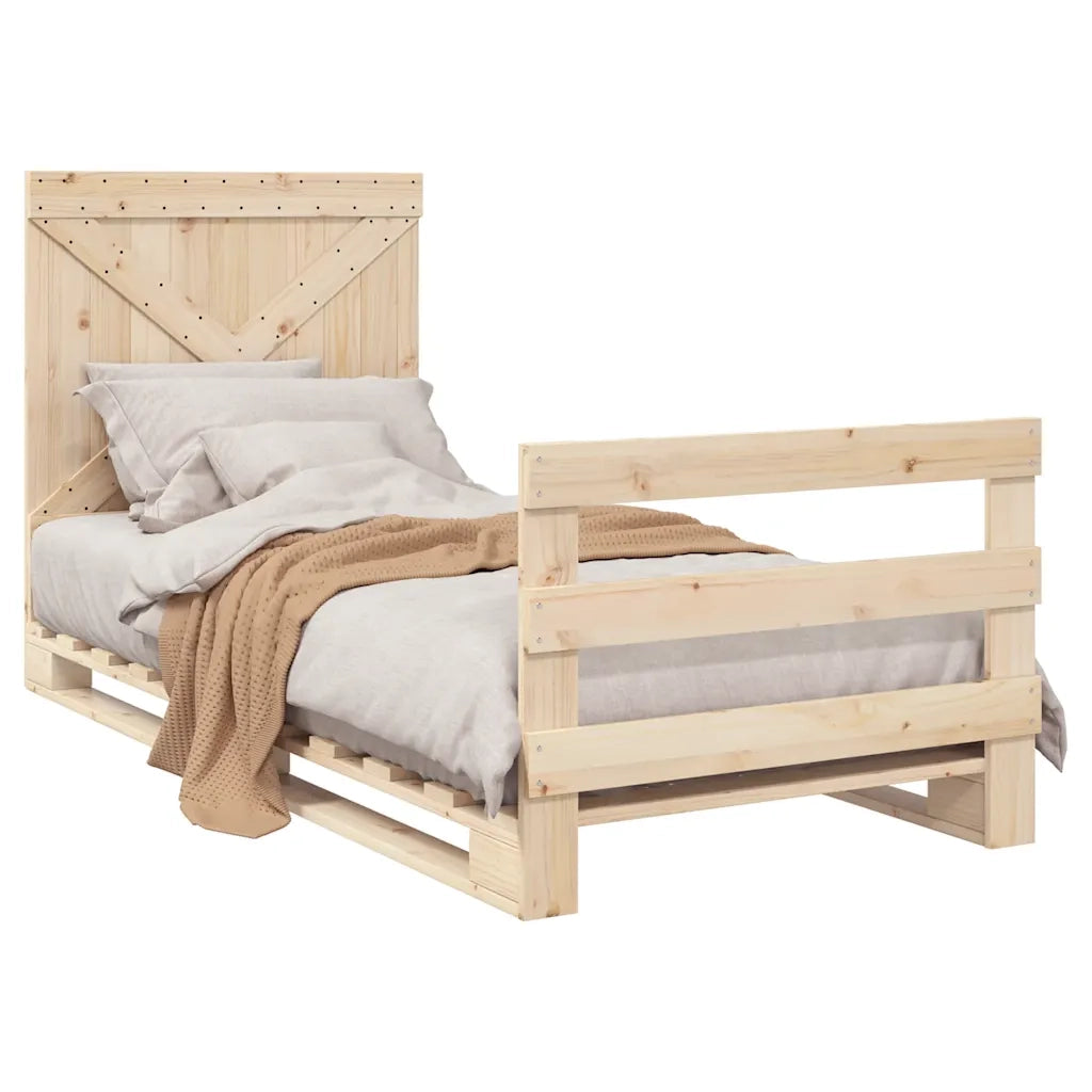 Giroletto con Testiera 90x200 cm in Legno Massello di Pino 3281574
