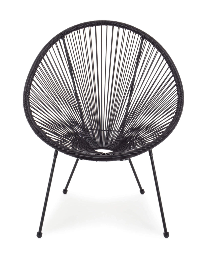 Poltrona da Giardino 72x78x89 cm in Acciaio e Corda Parker Nero