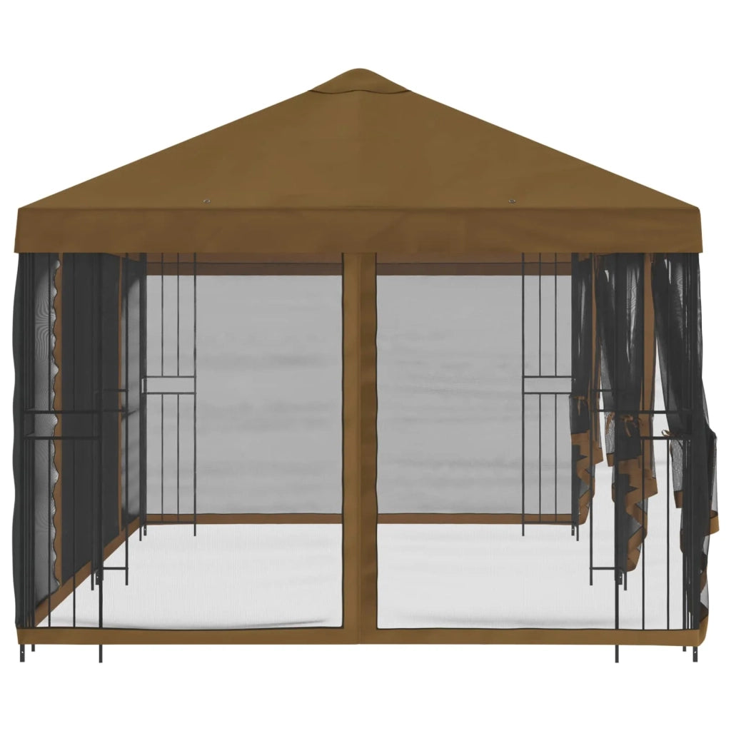 Gazebo con pareti laterali 6 x 3 m Tortora Poliestere e Acciaio