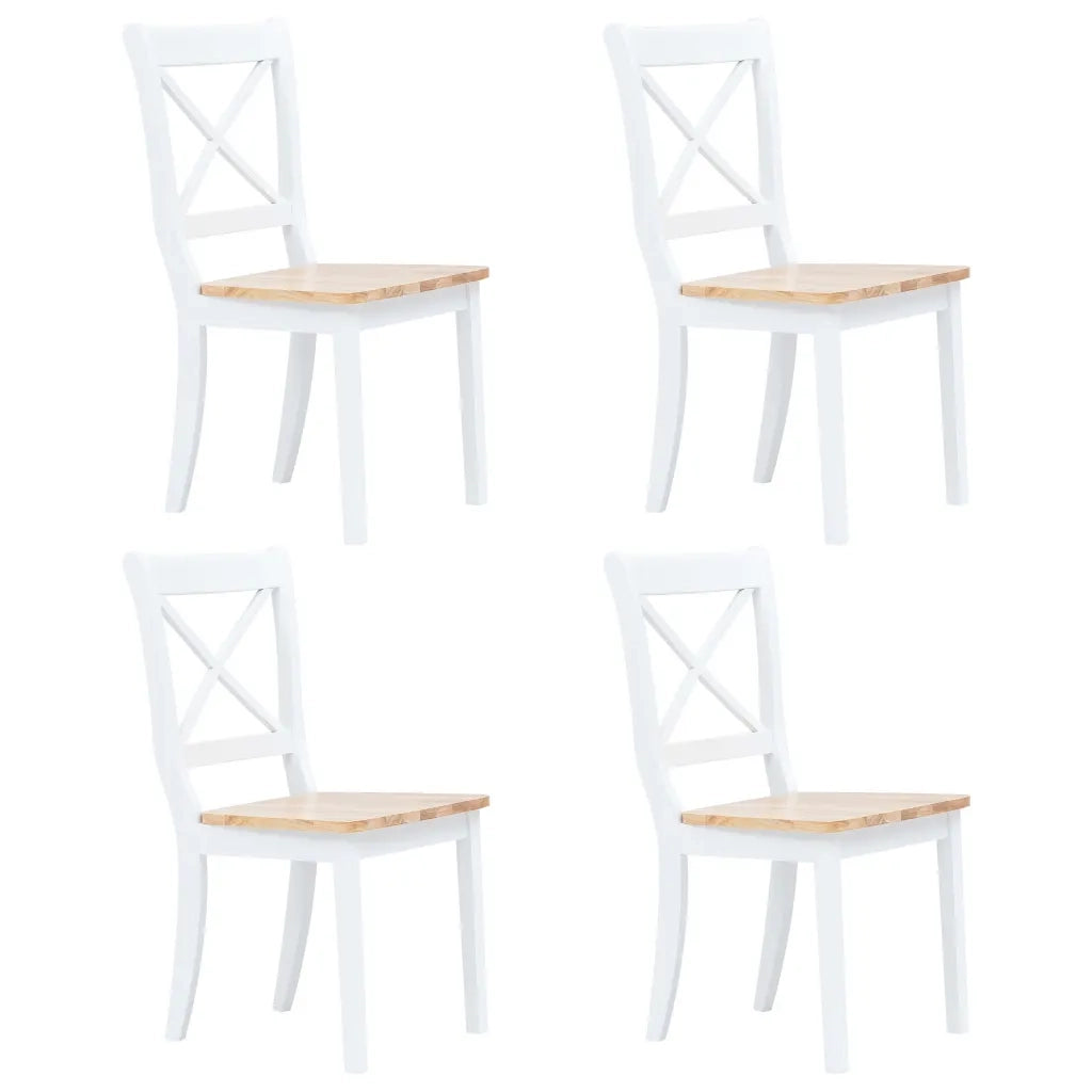 Set da Pranzo 5 pz in Legno Massello di Hevea Bianco e Marrone cod mxl 24861