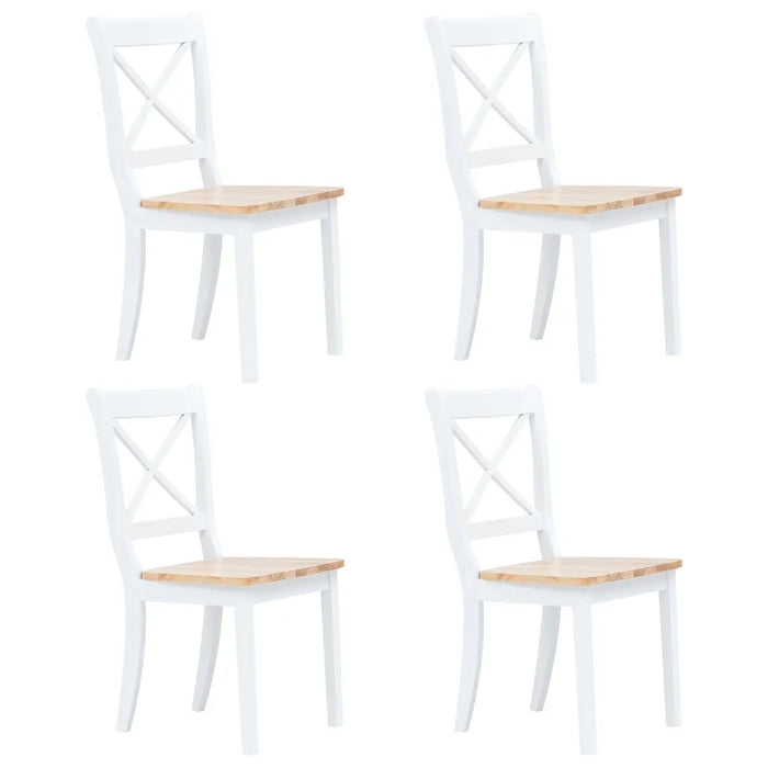 Set da Pranzo 5 pz in Legno Massello di Hevea Bianco e Marrone cod mxl 24861