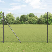 Recinzione in Filo Saldato con 7 Pali Grigio 1.5x10 m Acciaio