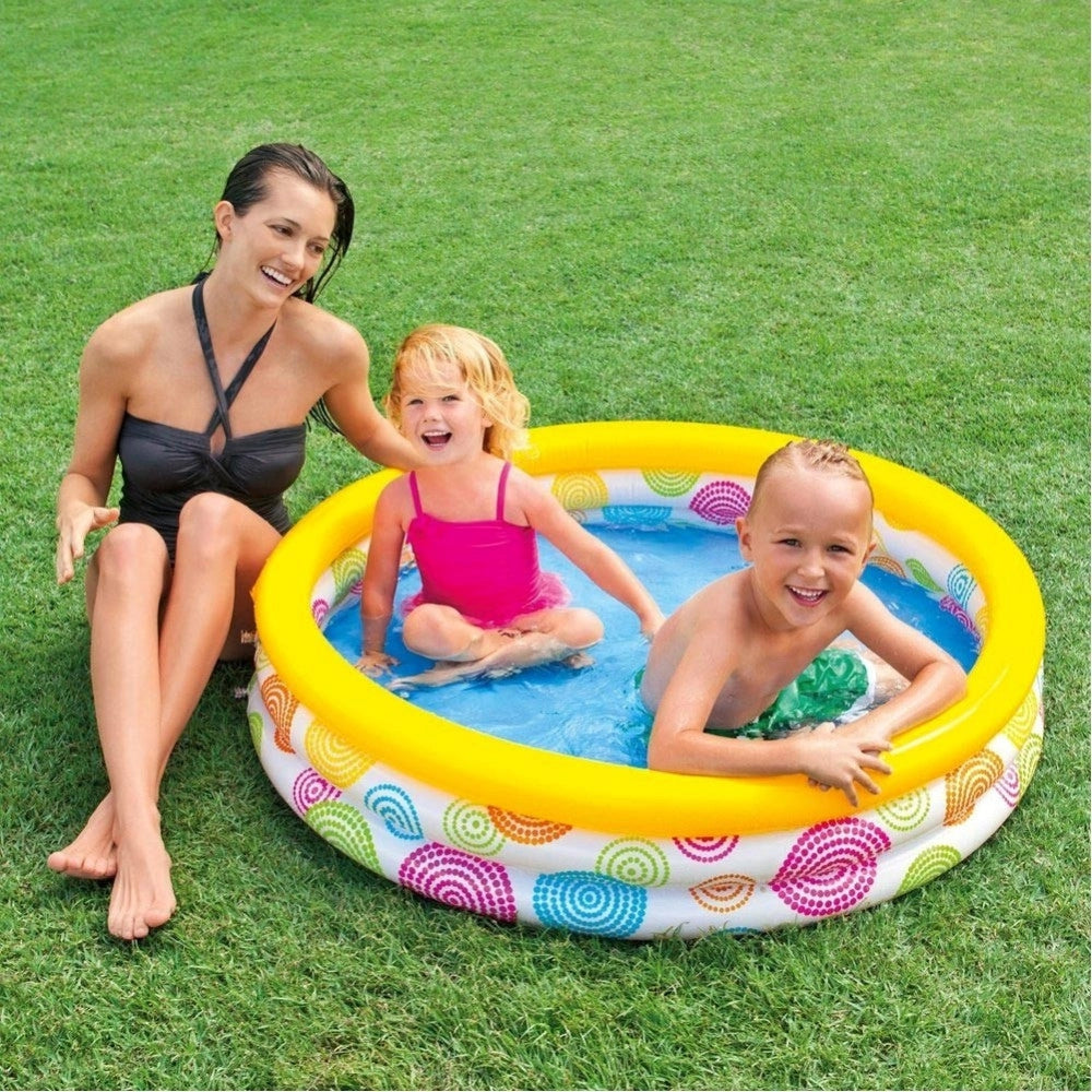 Trade Shop - Piscina Gonfiabile Per Bambini 3 Anelli 114 X 25 Cm Giardino Terrazzo 132 Lt -