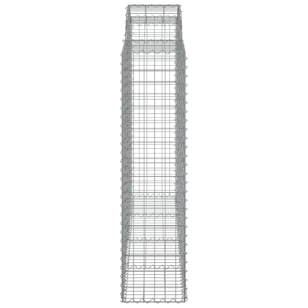 Cestini gabbioni recinzione a gabbia muro di contenimento ad arco 6 pezzi 200 x 50 x 160/180 cm ferro zincato argento 02_0041002