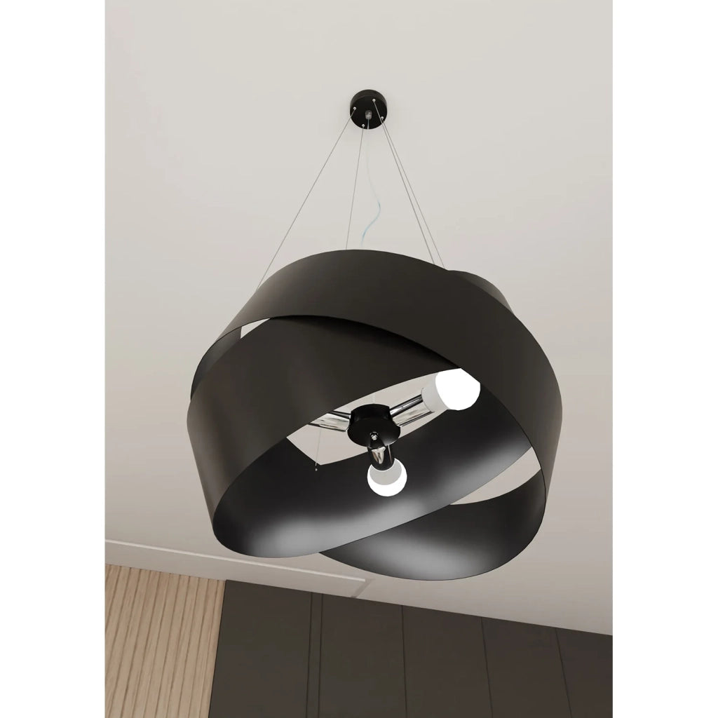 Sospensione Moderna 1 Luce In Fasce Di Acciaio Nero