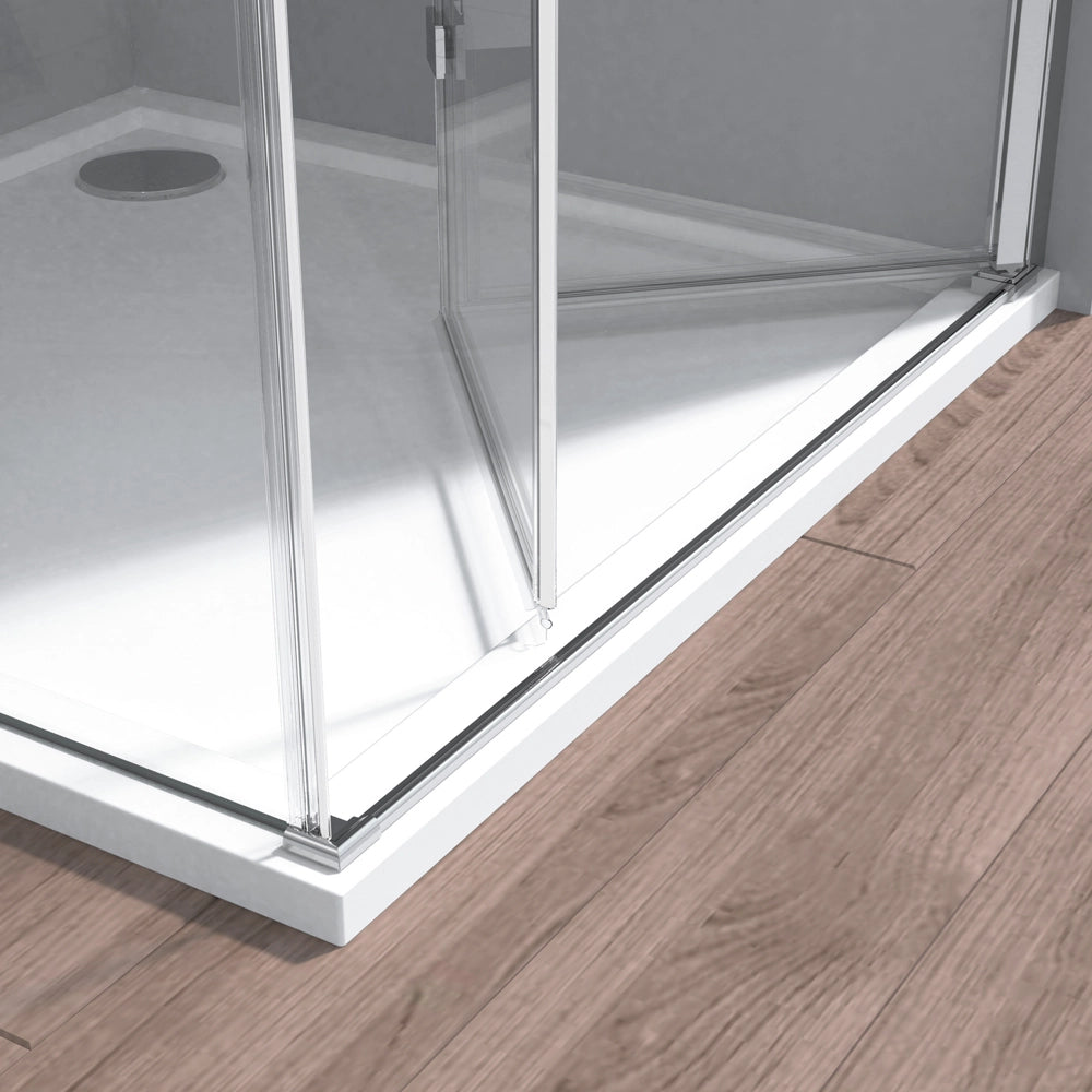 Box doccia angolare a soffietto 80x70 in vetro temperato trasparente con profili cromo Neos