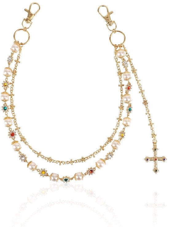 Catena da vita alla moda - Pizzo/Strass - Accessorio da gioiello - Adatto per donne/uomini - 46,5 cm - Materiale di alta qualità Legering/Acrilico - Accessorio da gioiello