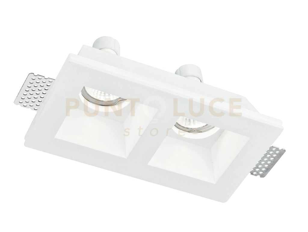 INCASSO GHOST BIANCO 2 LUCI ATTACCO GU10 21,4X11,8X5,5CM IN GESSO VERNICIABILE