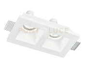 INCASSO GHOST BIANCO 2 LUCI ATTACCO GU10 21,4X11,8X5,5CM IN GESSO VERNICIABILE