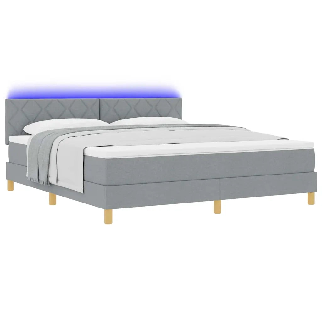 Letto a Sorgente LED con led Grigio chiaro 180 x 200 cm Tessuto 3342534