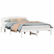 Letto matrimoniale | Letto per adulti | Struttura del letto Bianco 150 x 200 cm Pino massello