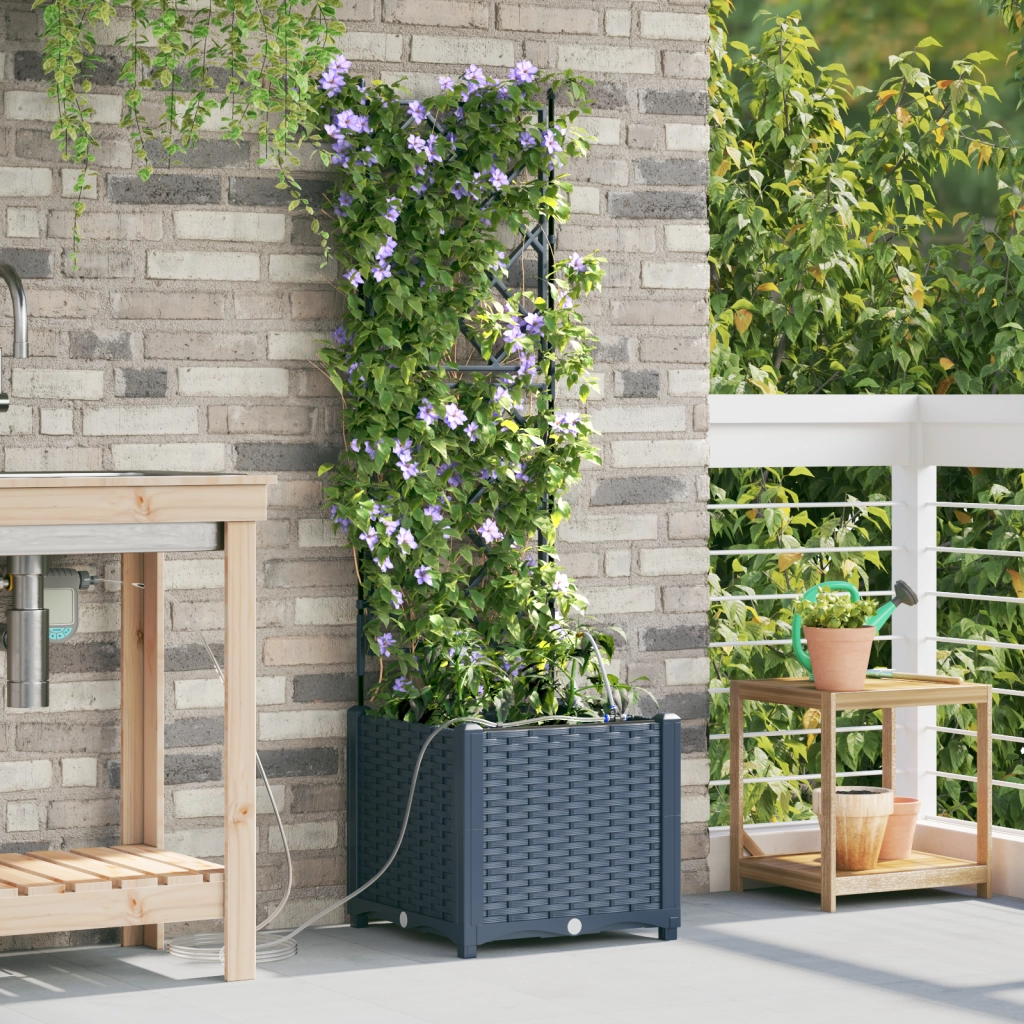 Fioriere da Giardino  con Sistema di Irrigazione in Grigio