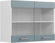 Mobile da cucina in vetro R-Line, Grigio-blu, 80 cm, per la libera combinazione all'interno di sistemi cucina modulari
