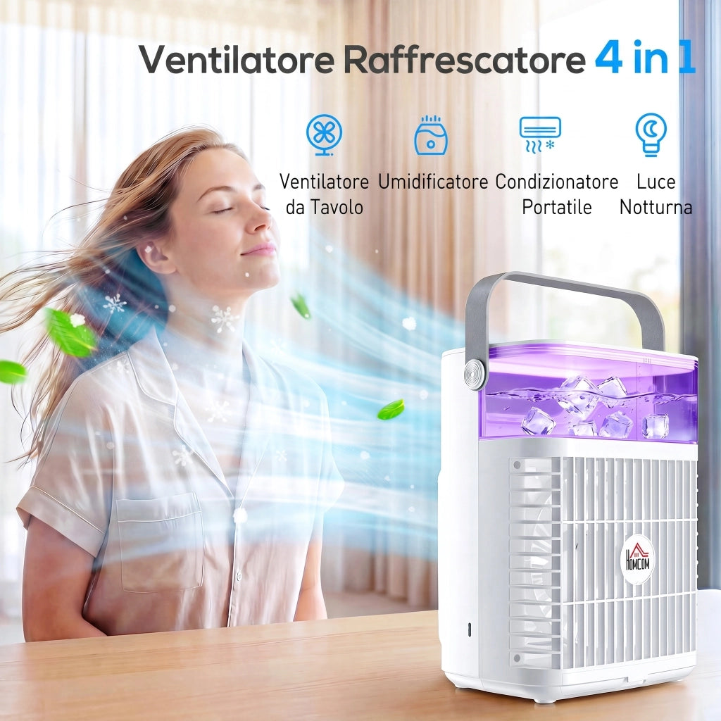 Ventilatore da Tavolo con 3 Velocit¨¤, Luce RGB e Testa Regolabile ¨C Zephmum ¨C Bianco