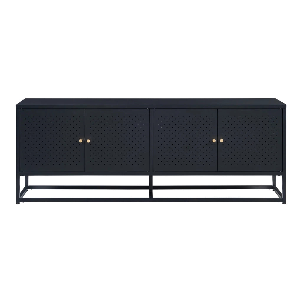 Mobile porta TV mobile porta TV per soggiorno ripiano in acciaio 153 x 35 x 55 cm nero 03_0010059
