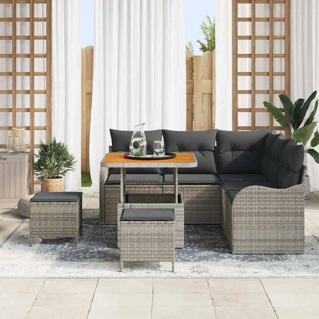 Set Divano da Giardino con cuscino 8 pcs Grigio polyrattan 3362263