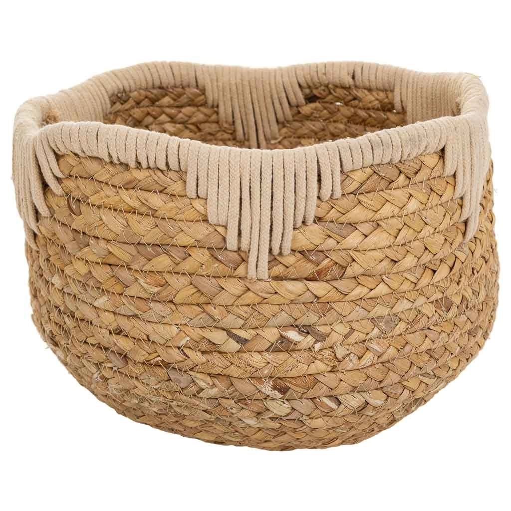 Cesto in fibra naturale e cotone bianco D27x20