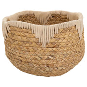 Cesto in fibra naturale e cotone bianco D27x20