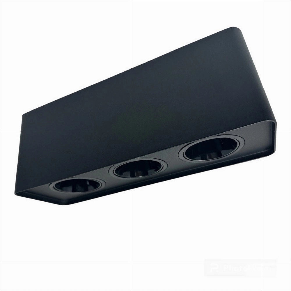 Trade Shop - Porta Faretto Triplo Orientabile Da Soffitto Nero Per Faretto Gu10 Gu5.3 P34-n3 -