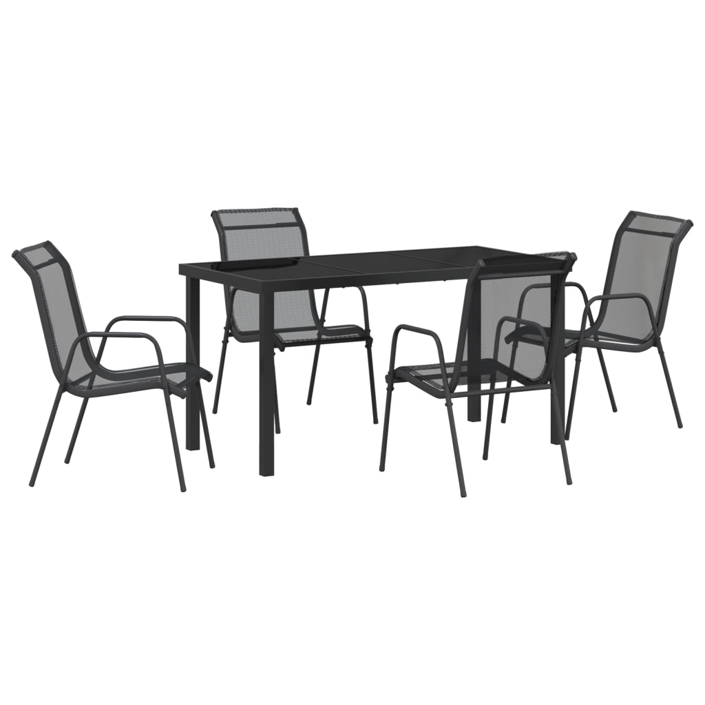 Set di Mobili da Giardino 5 Pezzi nero Textilene e Acciaio