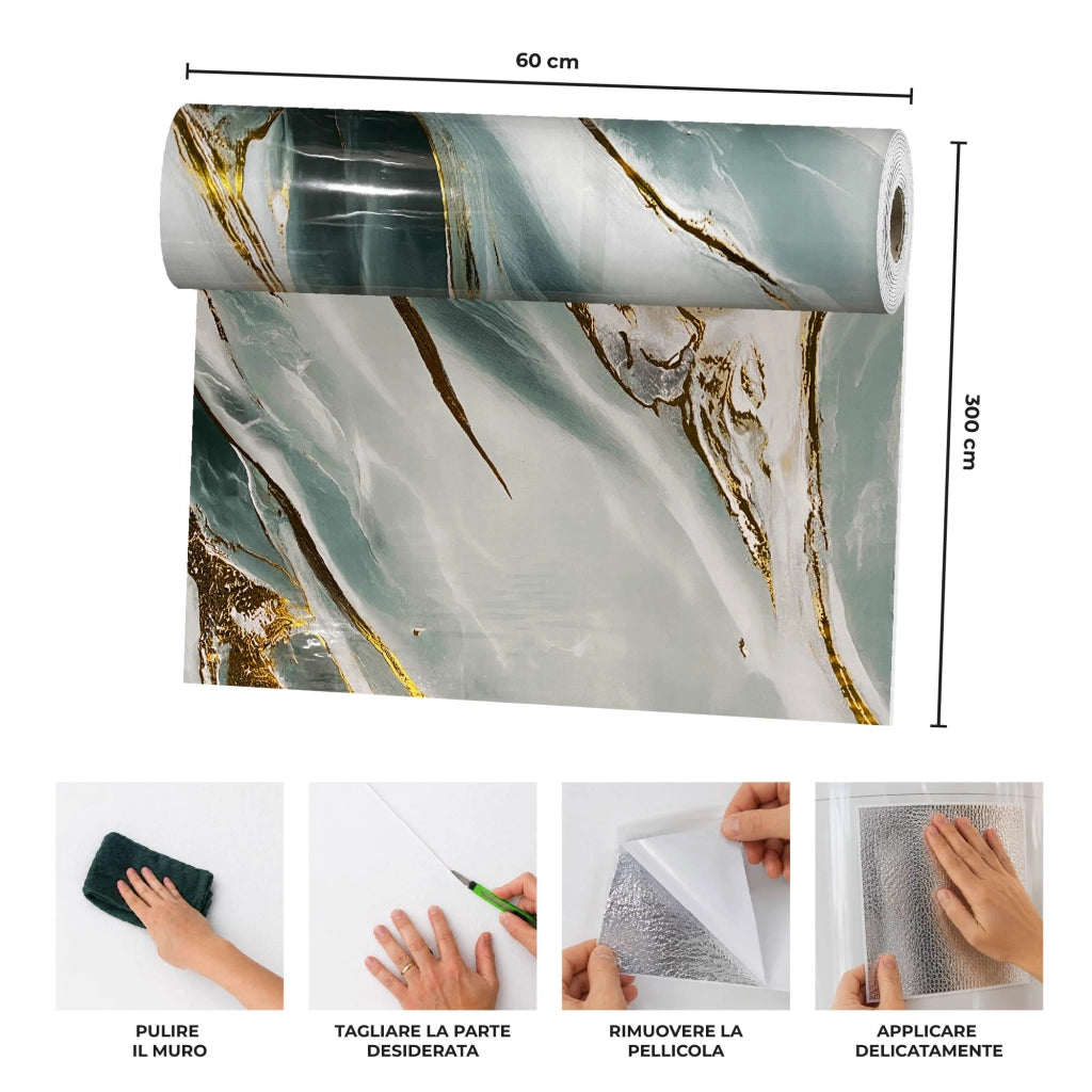 Carta Adesiva Da Rivestivmento 60x300 cm Pellicola Autoadesiva Impermeabile per Mobili, Pareti, Cucina, Tavoli e Top Cucina – Rivestimento Rimovibile per Superfici Lisce e DIY Disegno16