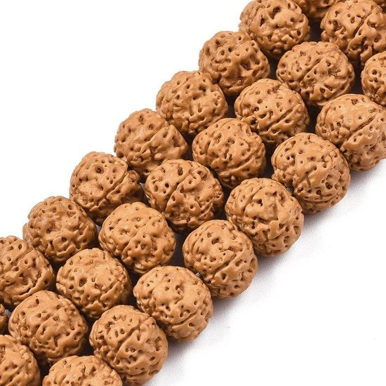 Rudraksha con 114 pezzi - Catena naturale - Catena rotonda - Per preghiera/catena - Puja/meditazione - Alta qualità - Meditazione con rudraksha