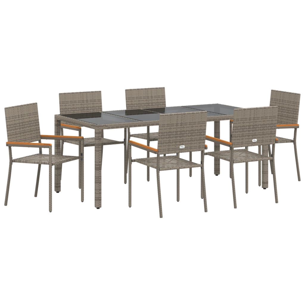 Set da Pranzo da Giardino 7 Pezzi  Grigio Polyrattan