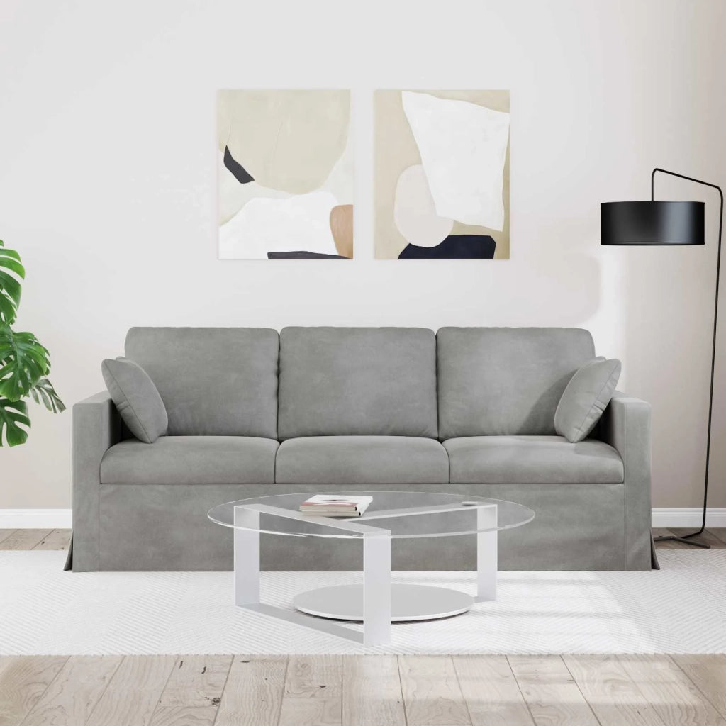 Divano | Divano da soggiorno | Sofa Grigio chiaro 198 x 78 x 80 cm Velluto