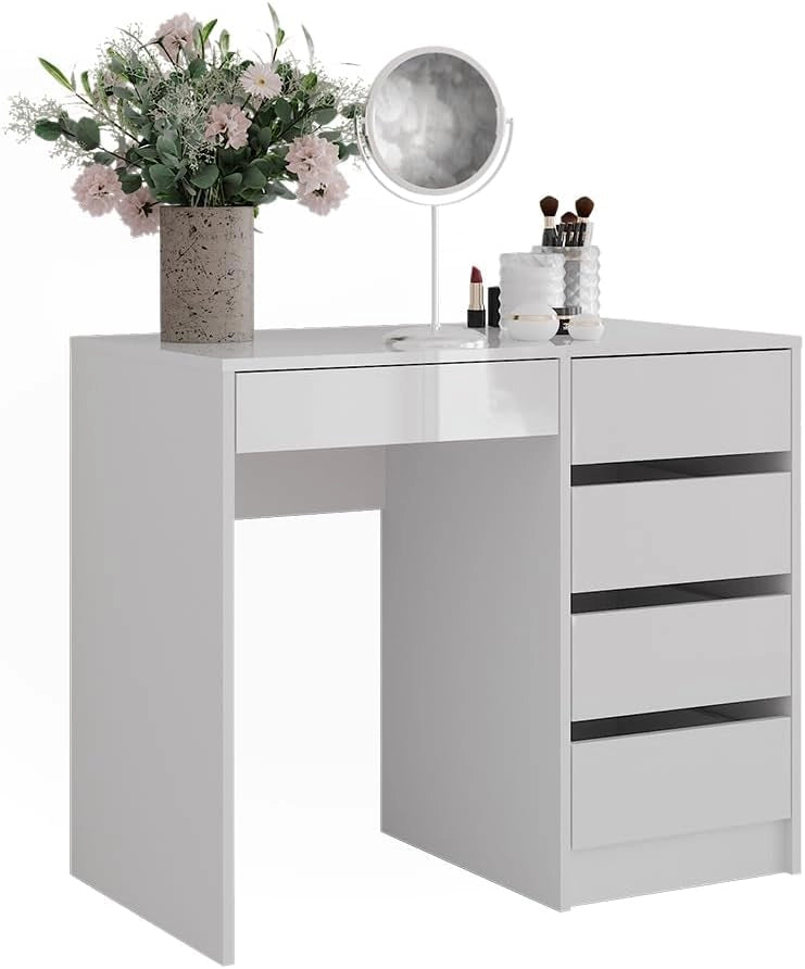 Tavolo da toeletta Sherry, Bianco/bianco lucido, 89.8 cm