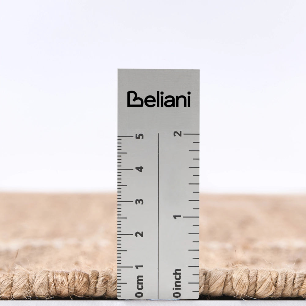 Tappeto beige e nero in juta 160 x 230 cm con motivo rettangolare intrecciato in stile rustico per soggiorno e camera da letto