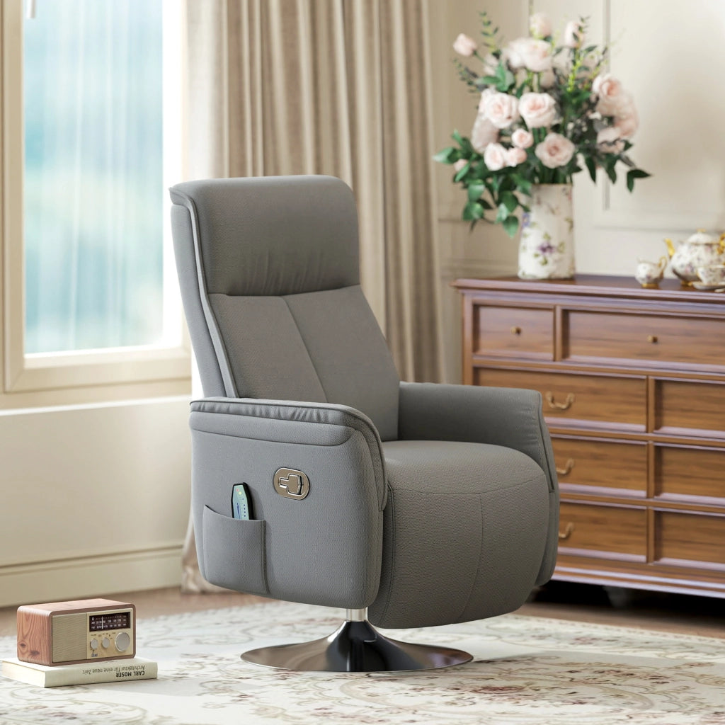 Poltrona relax massaggiante reclinabile girevole ¨C zephmum ¨C grigio 68,5x77x117 cm