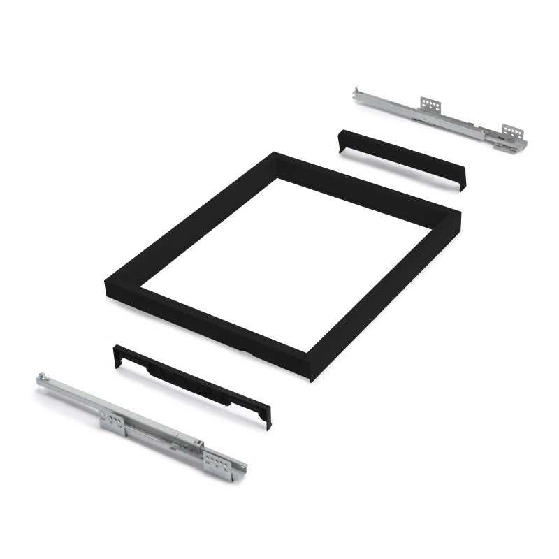 Kit di vassoio metallico e telaio a scorrimento con chiusura ammortizzata per armadio, regolabile, modulo 600 mm, Grig..