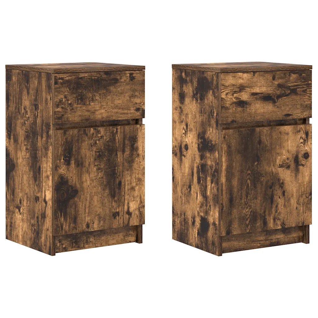 Comodini 2 pz-Set di 2 Tavolino da notte Rovere Fumo 39x35x65 cm in Legno Multistrato