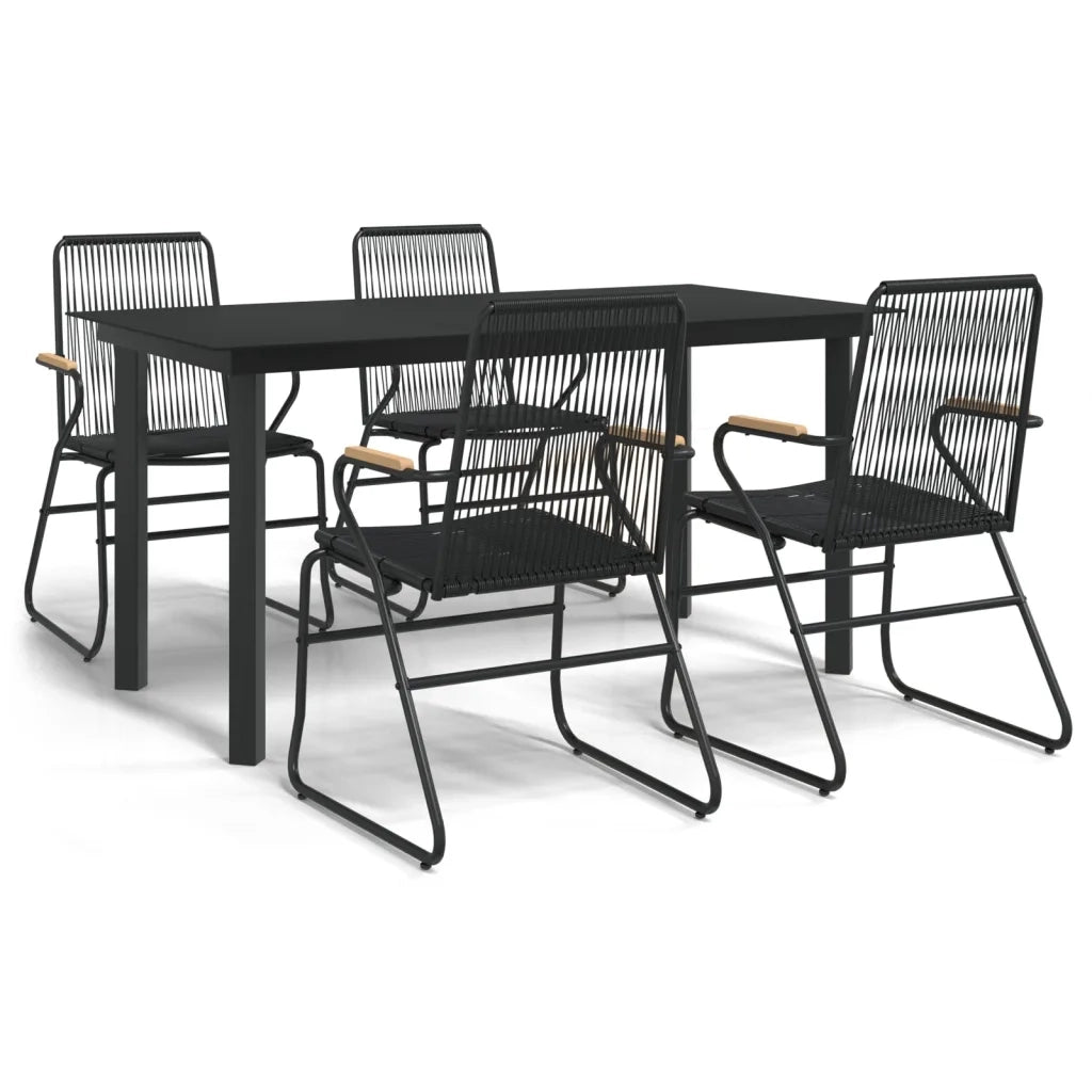 Set da Pranzo da Giardino 5 pz Nero in Rattan PVC 3060275