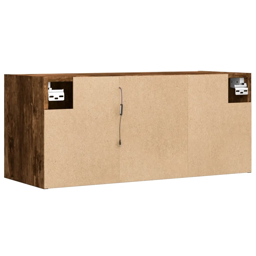 Mobile TV a Parete con Luci LED Rovere Fumo 80x31x35 cm 852261