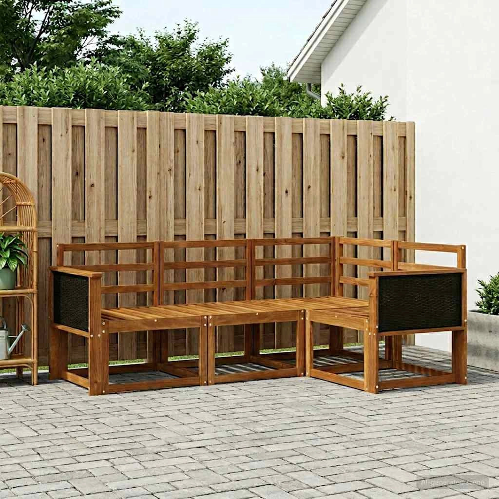 Set di divani da esterno 4 pz Naturale Legno di Acacia Massello 3385160