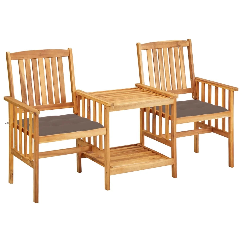 Sedie da Giardino con Cuscini e Tavolino in Massello di Acacia cod mxl 35925