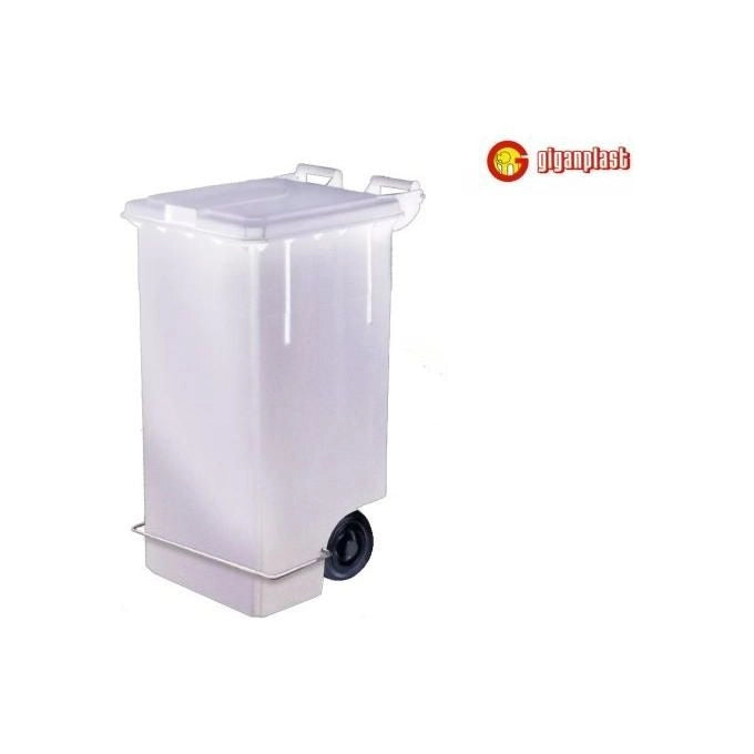 Giganplast GPS570060 Max Pattumiera 80 lt Con Pedale Con Ruote Con Reggisacco Colore Bianco