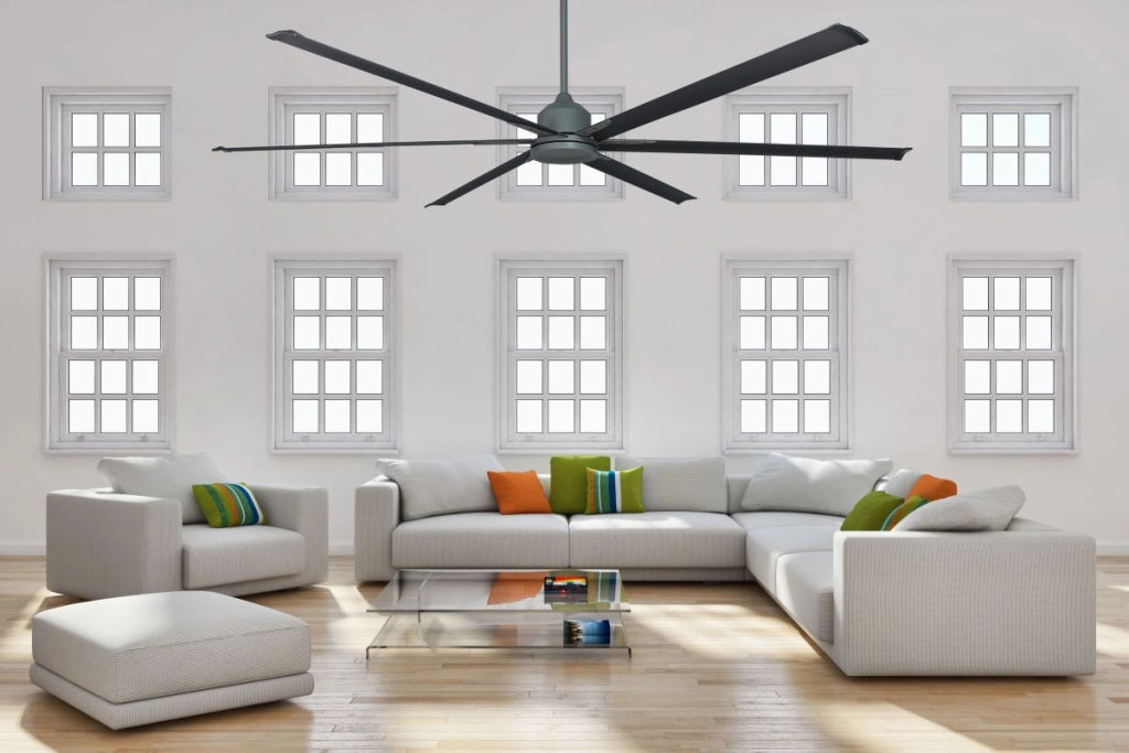 Vam Ventilatore da soffitto industriale a risparmio energetico BIG Wi-Fi Grafite 245 cm con 6 pale in alluminio con telecomando 5 velocità