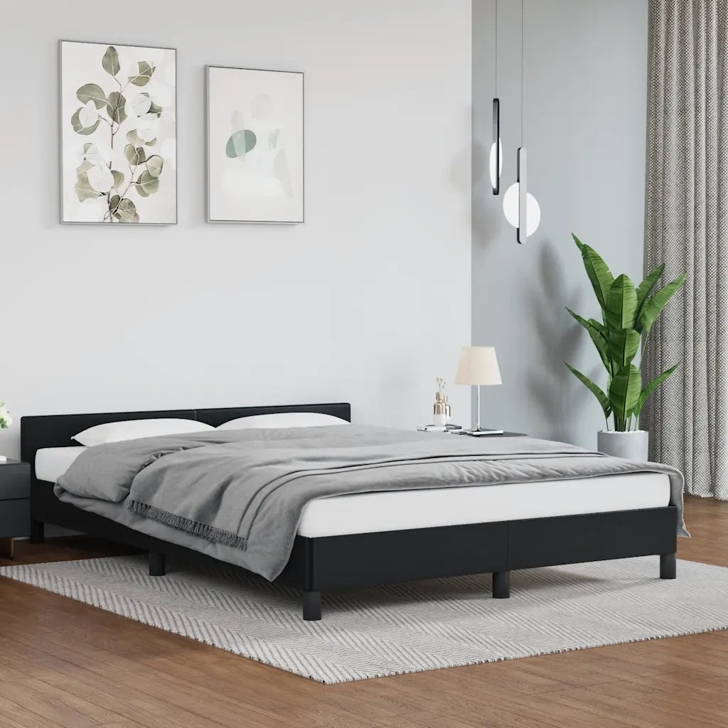 Giroletto con Testiera senza Materasso-Struttura Letto Nero 140x190 cm