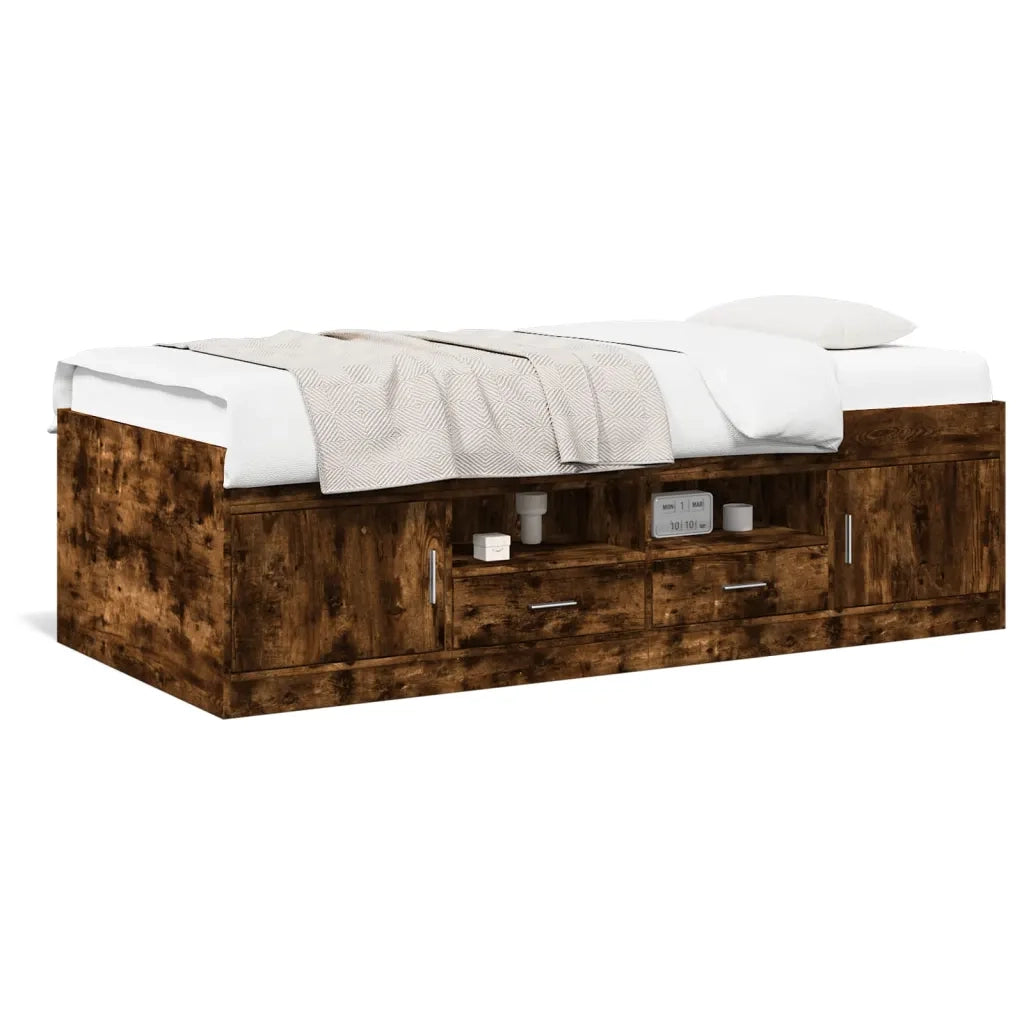 Divano Letto con Cassetti senza Materasso-Sofa Letto-Daybed Rovere Fumo 75x190 cm 866442
