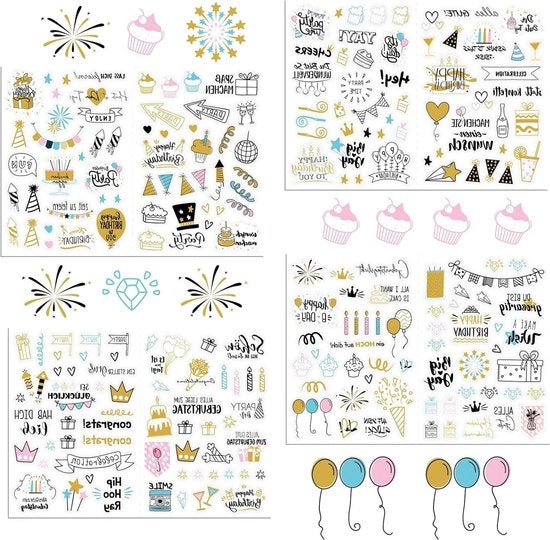 Sticker per 225 motivi di compleanno - per album di foto e libro degli ospiti - per bambini e adulti - regali
