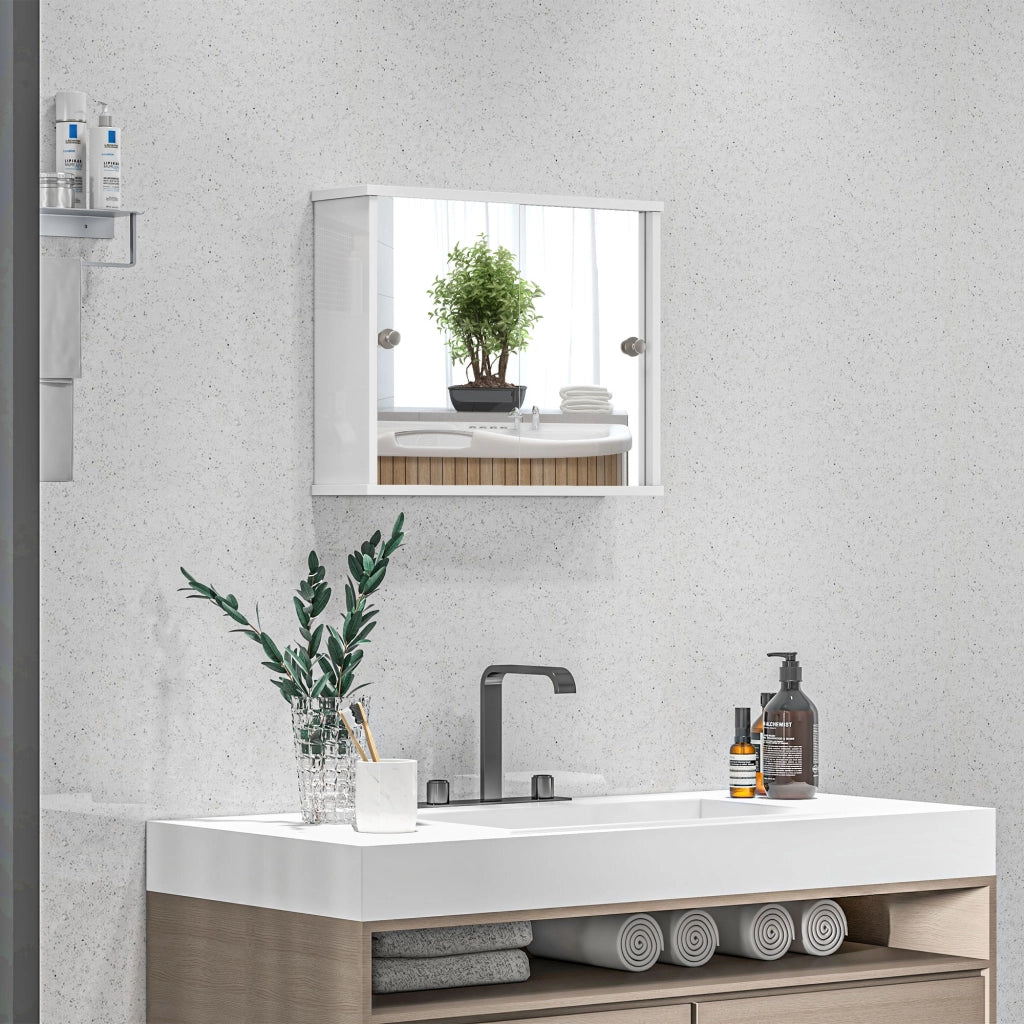 Armadio da bagno con specchio e ripiano ¨C zephmum ¨C 55x15x45 cm bianco