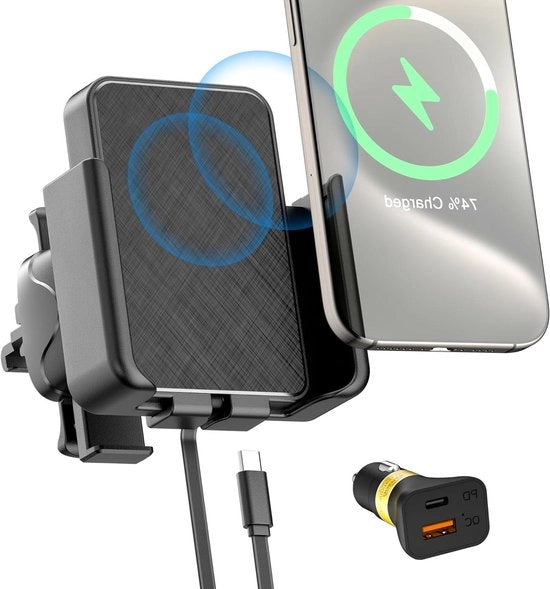 Caricatore per Telefono Auto Regolabile a Radiofrequenza per Lenzuola di Aria - Compatibile con iPhone e Samsung