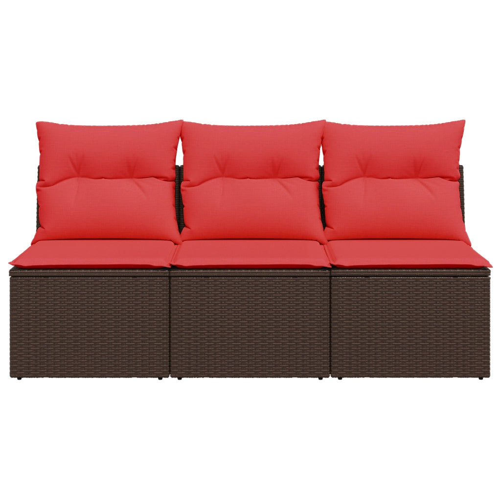 Divano da giardino con cuscini a 3 posti marrone in polyrattan 366242