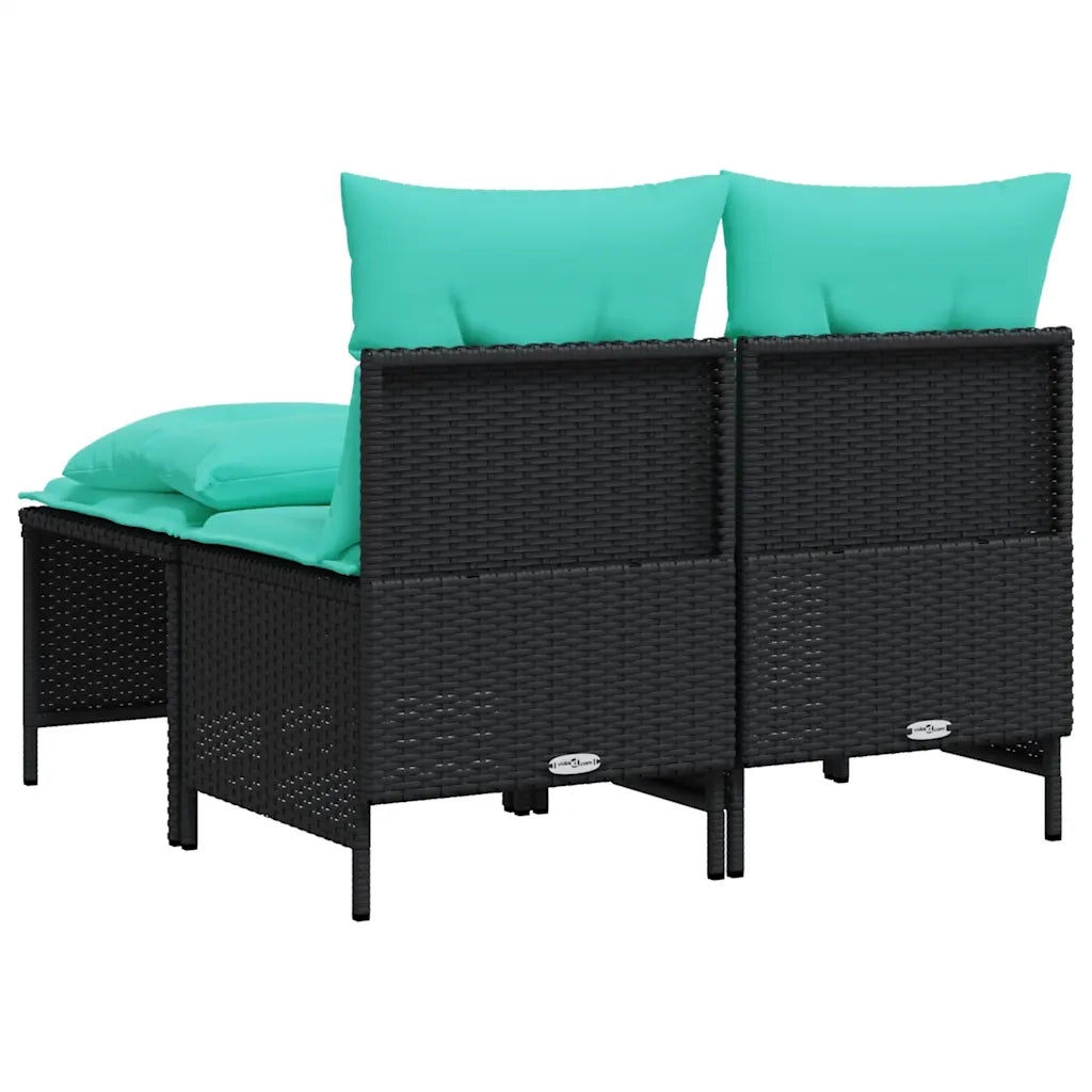 Set Divani da Giardino 4 pz con Cuscini Nero in Polyrattan 368379