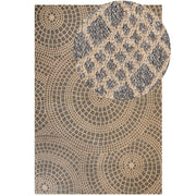 Tappeto da giardino beige e grigio in iuta 200 x 300 cm Rettangolare con motivo geometrico a trama piatta stile boho Camera da letto Soggiorno