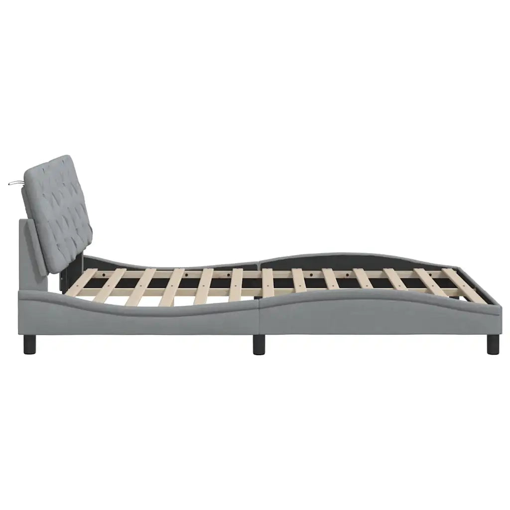 vidaXL Giroletto con LED senza Materasso Grigio Chiaro 140x190 cm