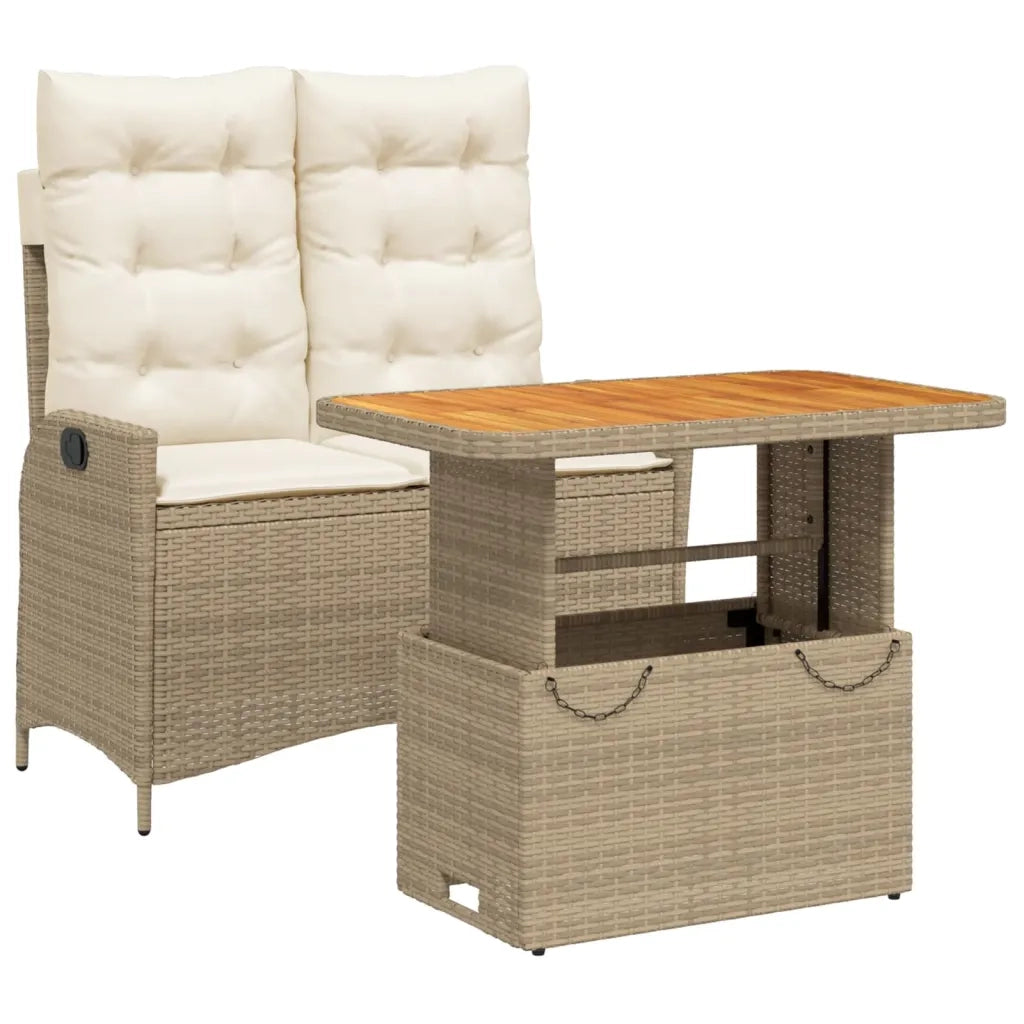 Set da Pranzo da Giardino 2 pz con Cuscini Beige in Polyrattan 3277478